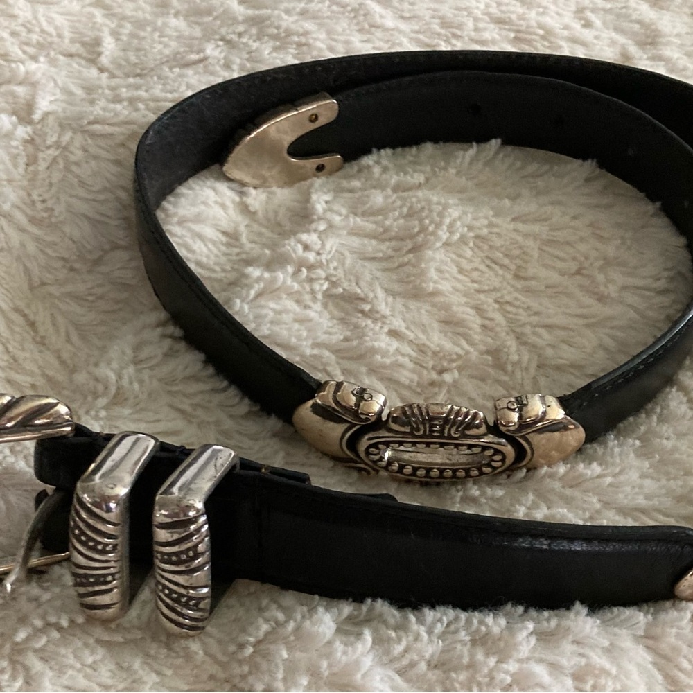 NWOT Western style black leather and pewter belt size m ladies